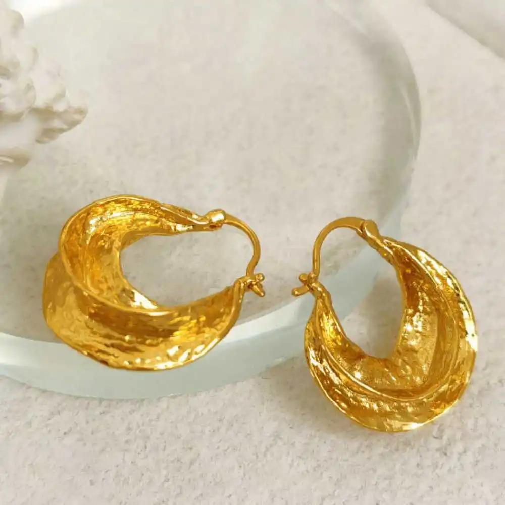 Fashion Bohemian style Gold plating Baroque basket Earrings Handmade Jewelry Dangling Wedding Clip-on