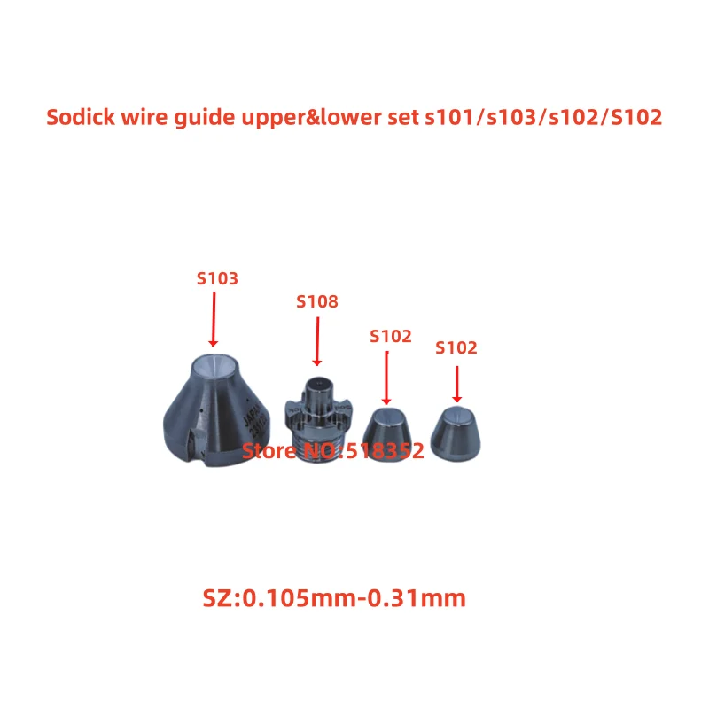 Sodick-Wire Guide Set for EDM Machine, Diamond Guide, S108（black diamond）, S102, S103, 3080047, 0.105mm-0.31mm