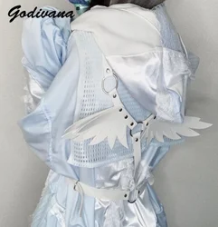Japanese Style Harajuku Punk Leather Vest Mine Series Sub-Culture Cosplay Women's Wing Strap Clothes Asscssories 8 Colors