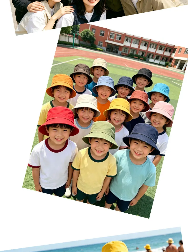 Hut mit individuellem Logo, Fischerhut, Kinder-Fischerhut, personalisierte bestickte Logo-Bucket-Hüte, Kinder-Flachhut, Sonnenhut – Detail 8