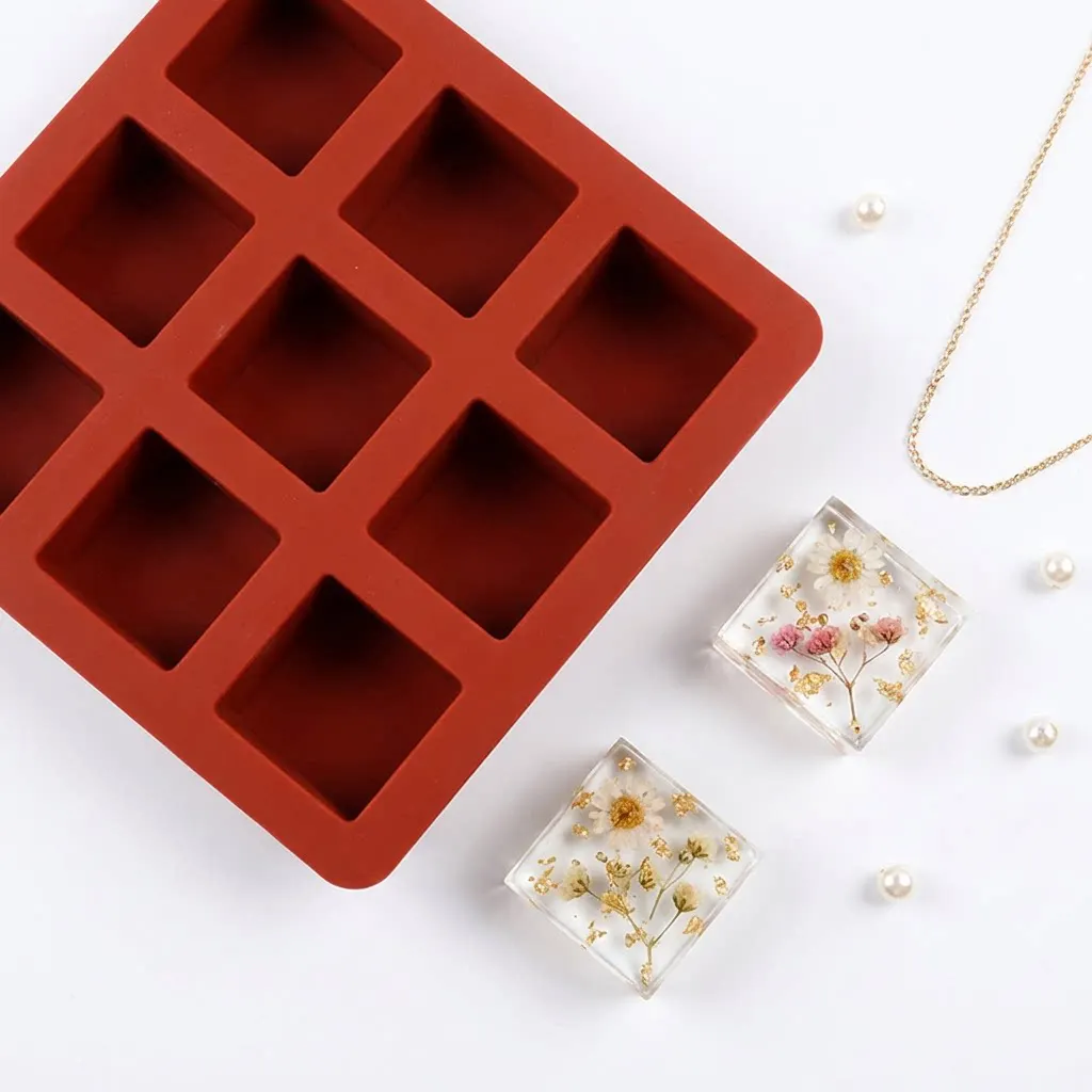 9-Cavity Square Silicone Mold for Handmade Soap Chocolate Mousse & Cake Baking -Reusable Cooking Mould for Kitchen