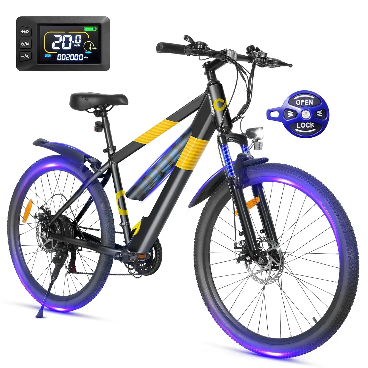 

Electric Bike 26" 700W Motor 21-Speed 50Miles Battery Suspension Disc Brakes Adults Commute Mountain Terrain, Customized