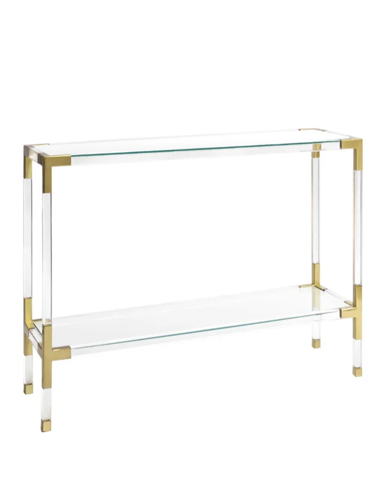 

ZL Transparent Acrylic Console Tables Stainless Steel Art Tempered Glass Entrance Cabinet