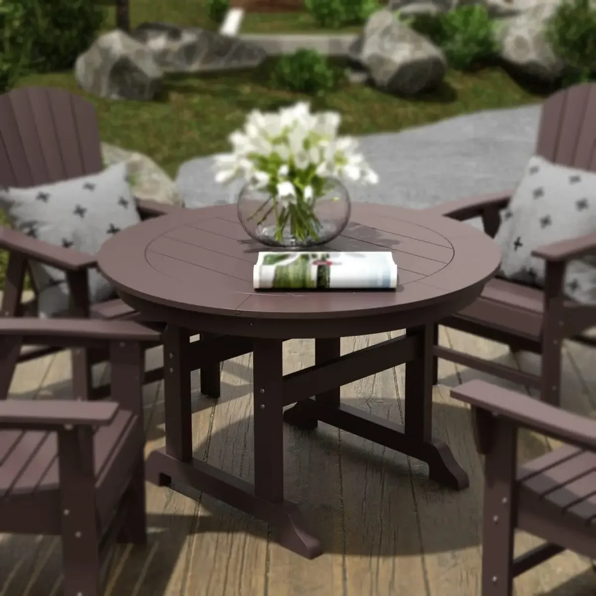 Malibu Patio Dining Table, All Weather Poly Lumber Adirondack 47