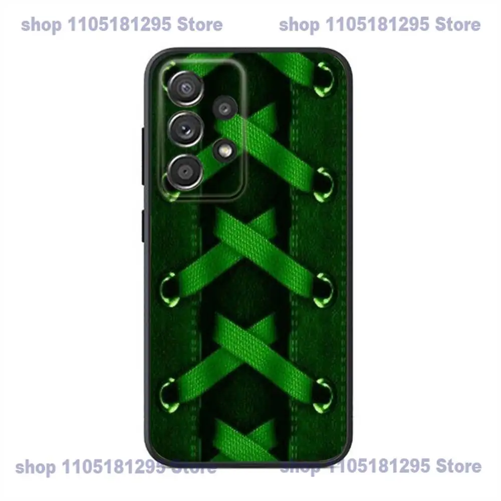 パーソナライズされたスニーカーレース柄のスマホケース、Samsung S25、24、23、22、21、20、Ultra、10、10E、Plus、Note20用、ブラックケース