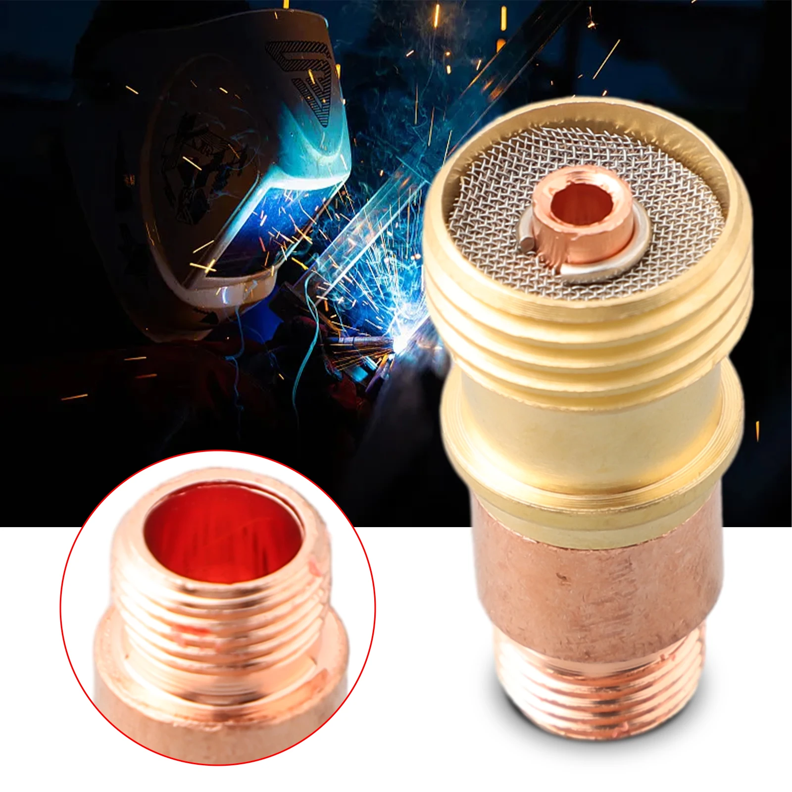 TIG 17GL-conector Lenz de lente de Gas con malla para PTA DB SR WP-17/18/26, accesorios de soldadura de antorcha, 14x28,1mm