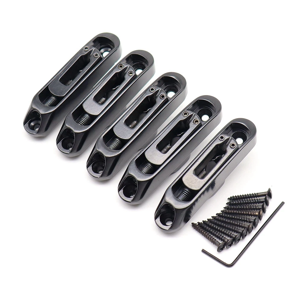 Guitar Bridge Sadlles Single Individual Bridge Saddles Tailpiece Set for 5 String Electric Guitar Bass Parts,Black