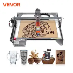 VEVOR Machine à Graver Laser 5 W Graveur Laser Grande 61x58x27 cm Surface de Travail 41x40 cm Vitesse de Mouvement 10000 mm/min Point Comprimé Protection Yeux Découpe Laser pour Bois Métal Acrylique