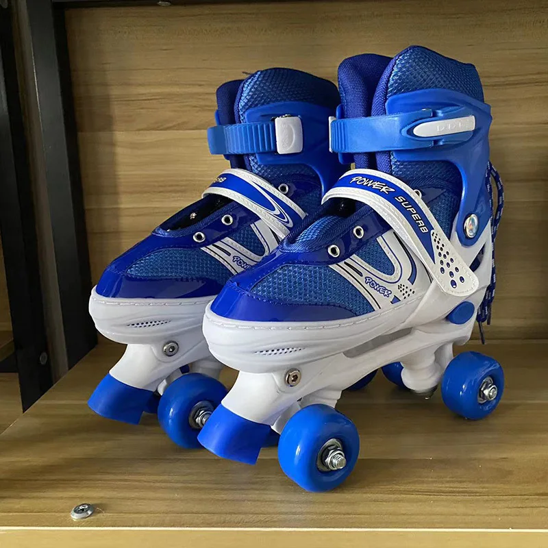 Adjusted Boys Girls Kids Children Roller Skates Shoes Patines 2 Row Line Sliding Adjustable Quad Sneakers PU Flashing 4 Wheels