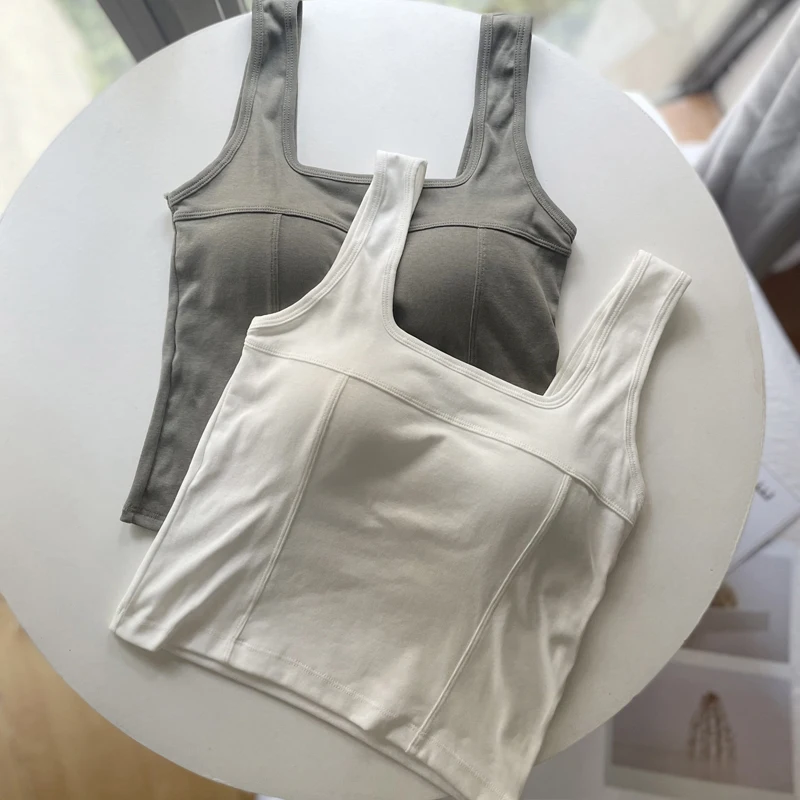 

Sensual Short Sleeveless Women's Camisole Underwear Tank Top Inner Wear Prevent Exposure Wrap Chest Top Spring Cotton Knitted