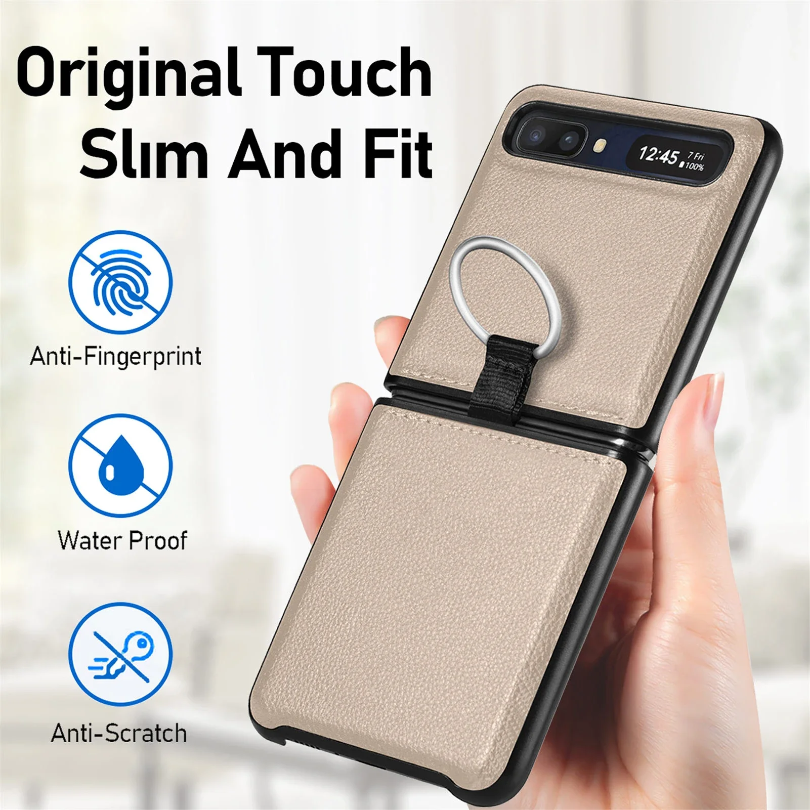 Finger Ring Holder Leather Case for Samsung Galaxy Z Flip 2 7 flip7 Flip2 flip6 Flip 6 5 4 3 Flip3 Flip5 Flip4 5G Fundas