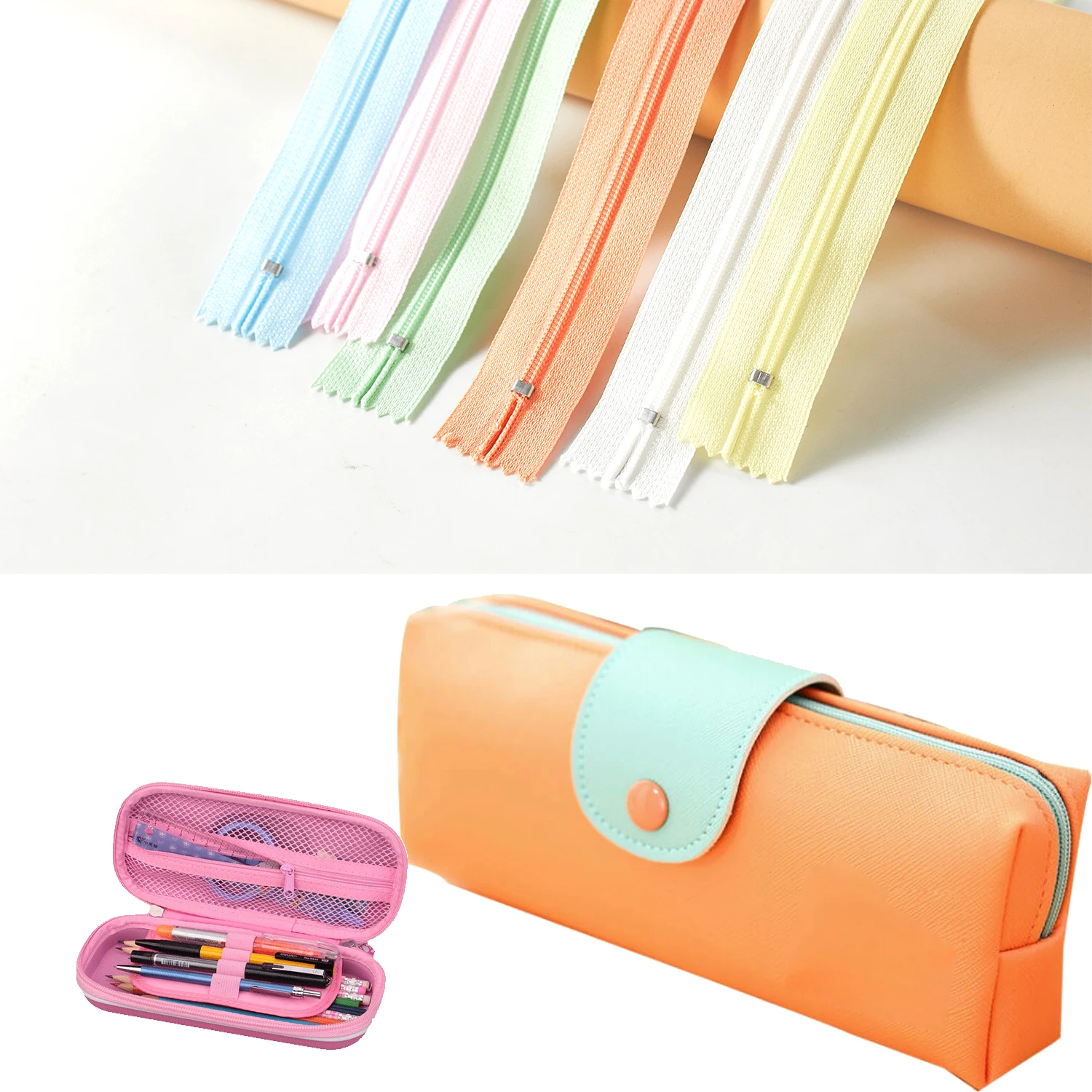 Pack of 10 Nylon Coil Zippers, 20cm Non-Separable Sewing Zips for Clothing, Multicolor Invisible Zippers for DIY Craft, Zipper