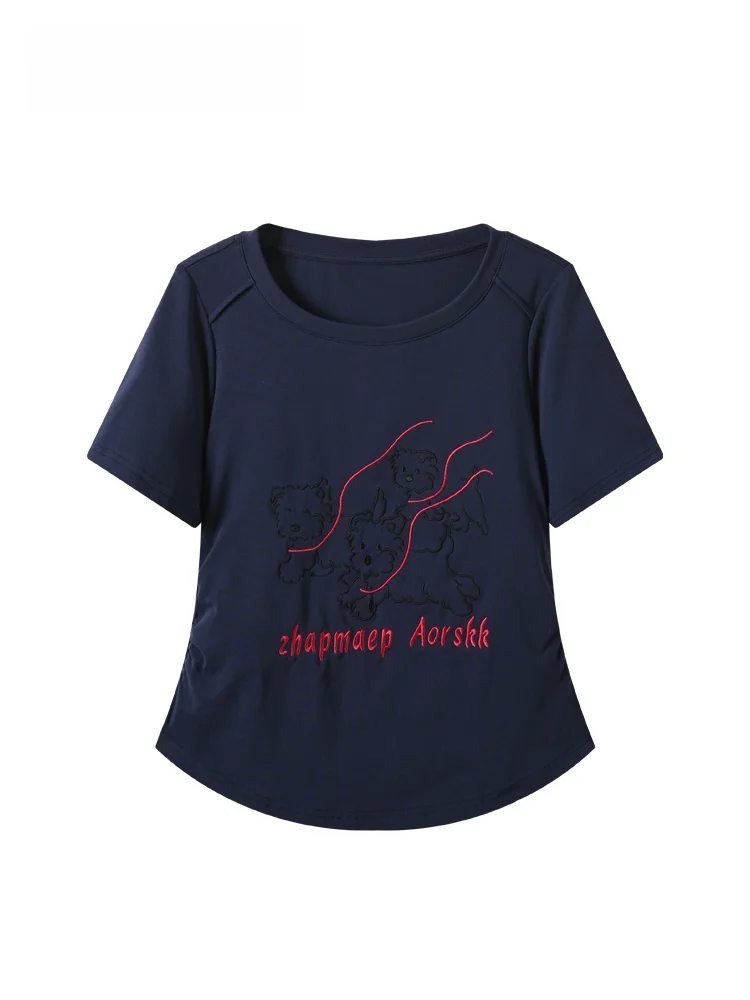 

plus Size Women's Short Sleeve T-Shirt round Neck Casual Cotton Summer Fashionable Versatile Slimming Top for Plump Sister