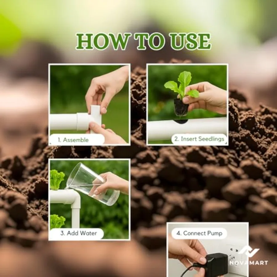 Hydroponic Plant Growing System 36-Site PVC Indoor Garden Tower with AU/US Plug Soil-Free Vertical Hydro Grow Kit with Planting