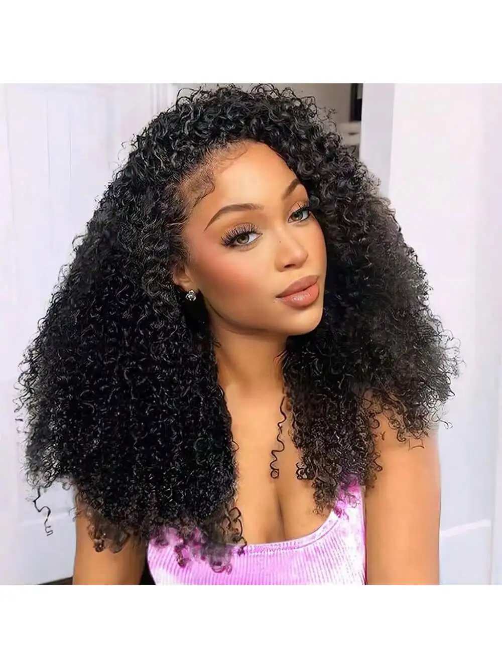 

Полупарик из человеческих волос 250 Плотность Кудрявый вьющийся полупарик 3 в 1, бесшовные откидные бесклеевые парики, вьющийся парик из человеческих волос, повязка на голову, парик