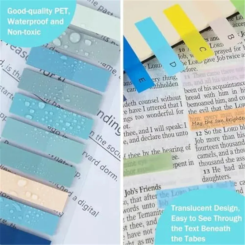 KindFuny 20 Packs Transparent Sticky Notes Self-Adhesive Bookmarks Clear Tab Reading Markers Kawaii Cute Stationery for Annotati