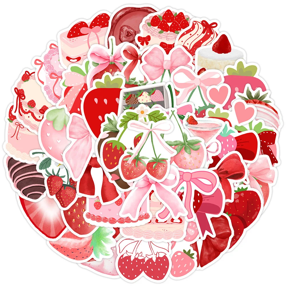 สติกเกอร์กันน้ำลายผลไม้สตรอว์เบอร์รี 50 ชิ้น ลายการ์ตูน สำหรับตกแต่งสมุด โทรศัพท์ กระเป๋าเดินทาง แก้วน้ำ กีตาร์ ของเล่นเด็ก