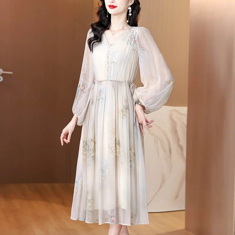 2025 ฤดูร้อนดอกไม้ผ้าไหมElegant Chicผู้หญิงชุดโปรโมชั่นฤดูร้อนแฟชั่นชุดลําลองเกาหลีElegant Luxuryชุดราตรี