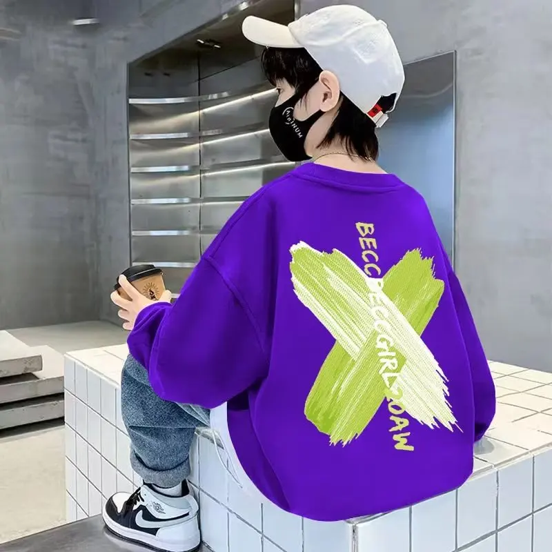 2023 New Kids Clothes Boys Girls Casual Sweatshirts Spring & Autumn Children\'s Fashion Print O-Neck Casual Versatile Pullover