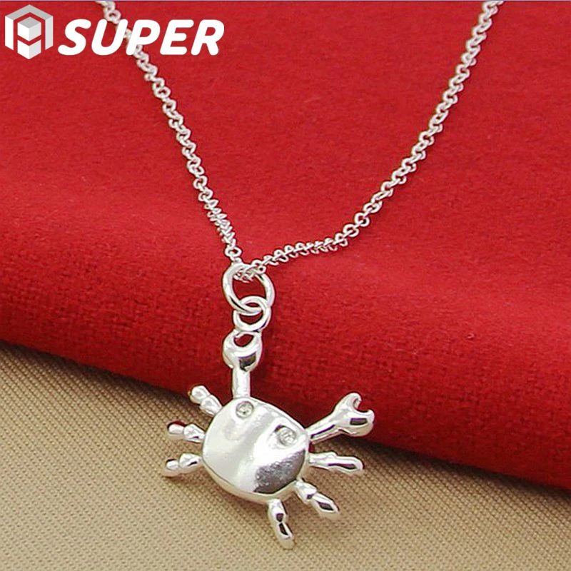 

925 Sterling Silver AAA Zircon Crab Pendant Necklace 16-30 Chain For Woman Man Charm Wedding Engagement Fashion Jewelry