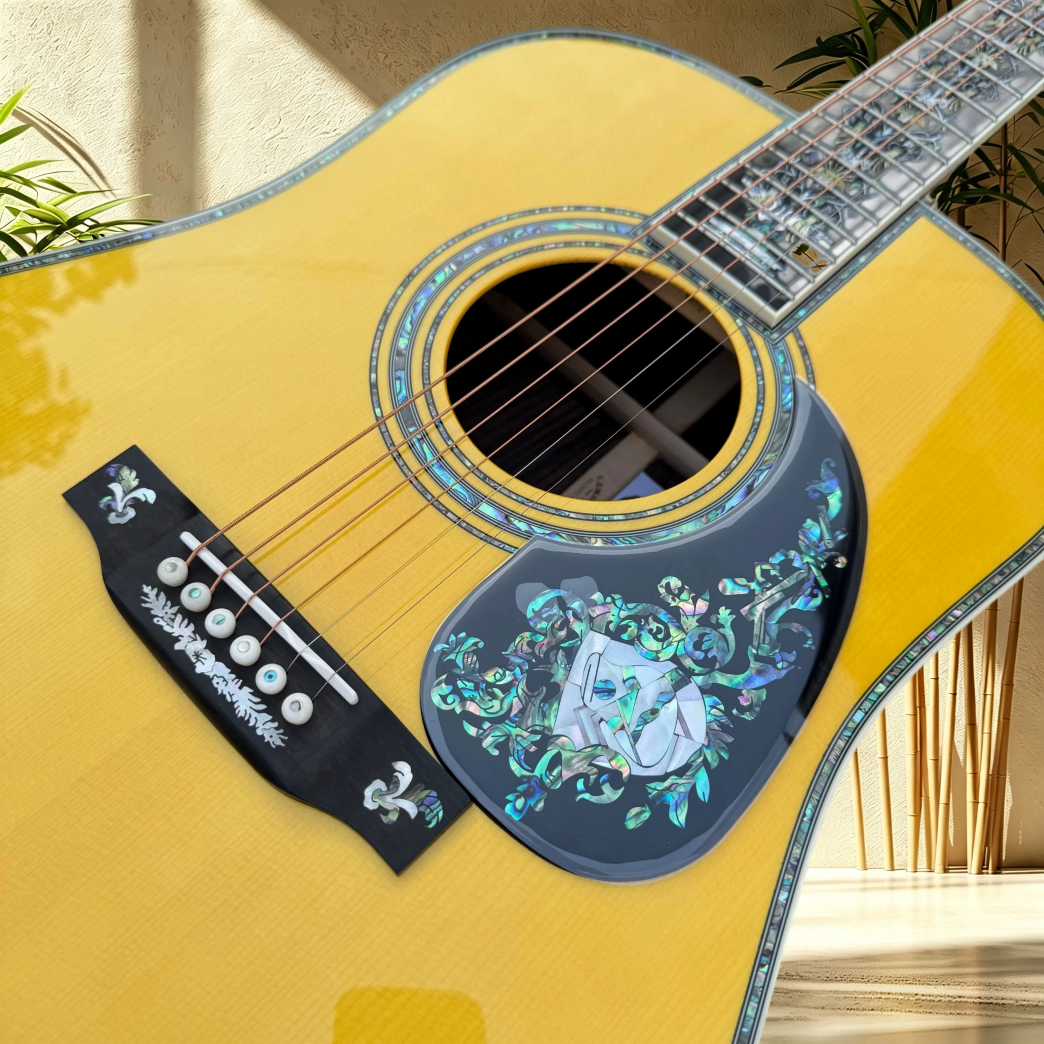 MD100 Acoustic Guitar  Stauffer Watch Totem Backboard  All Soild Wood Ebony NeckThousand Piece Abalone Free Shipping Hot Sale