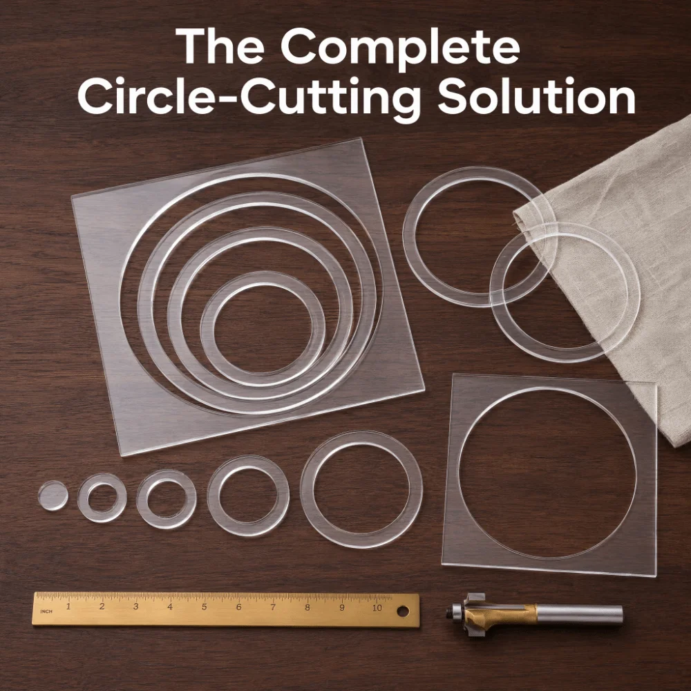 Picture 4: 9Pcs Transparent Acrylic Router Template Set Round/Square Tracing Guides Ring Quilting Template Durable Reusable