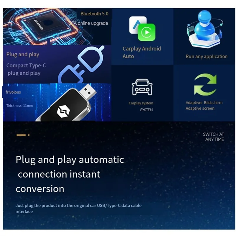 Daily Sale USB 2 In 1 Wireless Carplay Android Adapter Wireless Adapter Car Adapter Convert Wired Android Auto To Wireless