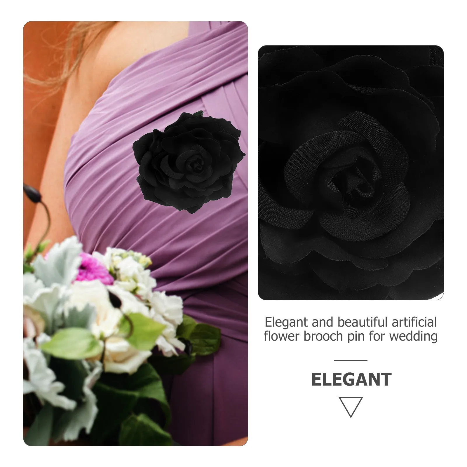 

5Pcs Purple Lifelike Rose Corsage Cloth Flower Brooch Bridal Bridesmaid Dress Pin Flower Hair Clip Wedding Party Decoration