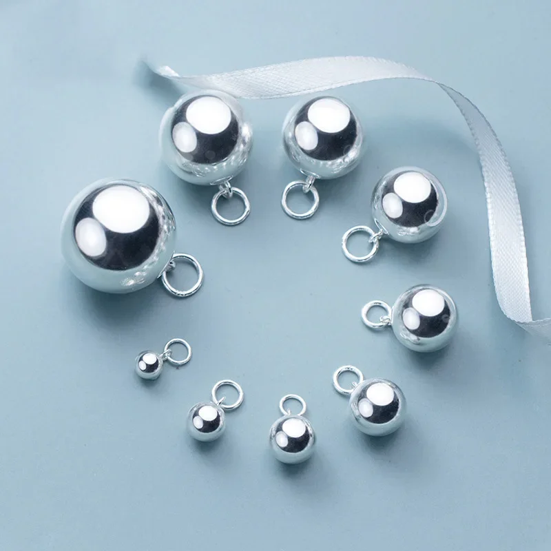 TrustDavis Real 925 Sterling Silver 5 6 7 8 10 12 16 18 20 22 24mm Ball Beads Pendant Handmade DIY Accessories Jewelry HY952