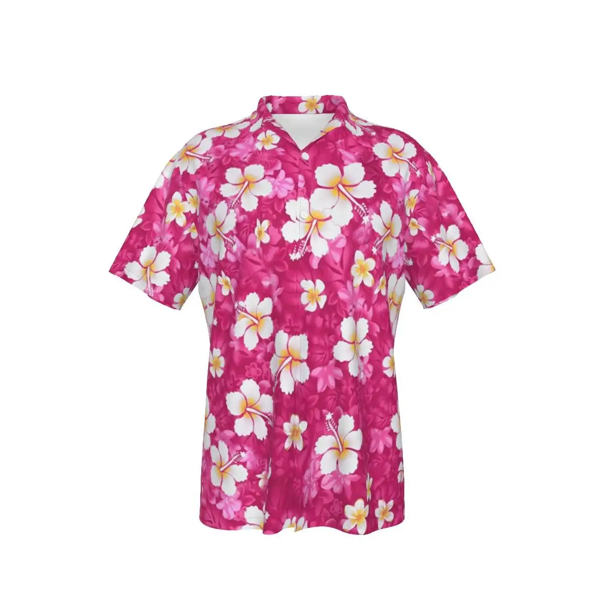 Men's Hawaiian Shirt Cool Pink Color for Man Beach Flowers Print Short Sleeve Summer Casual Button Up Tops 3D Shirts