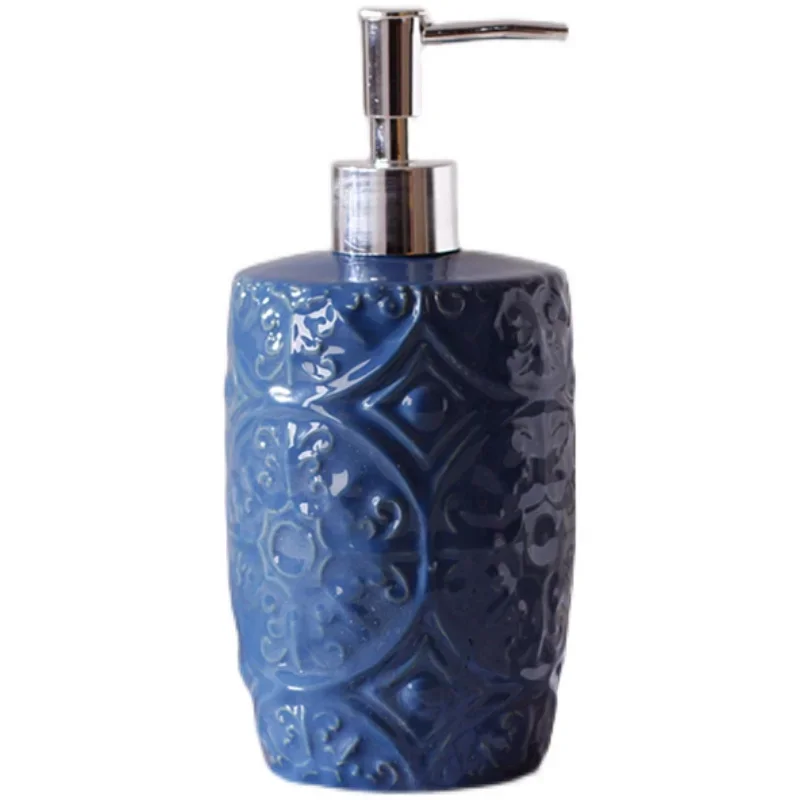 Ceramica Blu Shampoo Bottiglie di gel doccia Porta disinfettante per le mani Dispenser per braccialetti Accessori per il bagno Pompa per dispenser