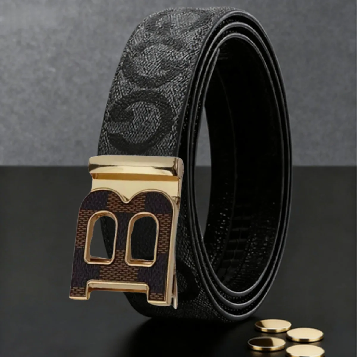 

Мужской ремень из натуральной кожи, повседневный, модный, из воловьей кожи, с автоматической пряжкой из сплава, люксовый брендовый ремень, универсальный, стильный, для мужчин.