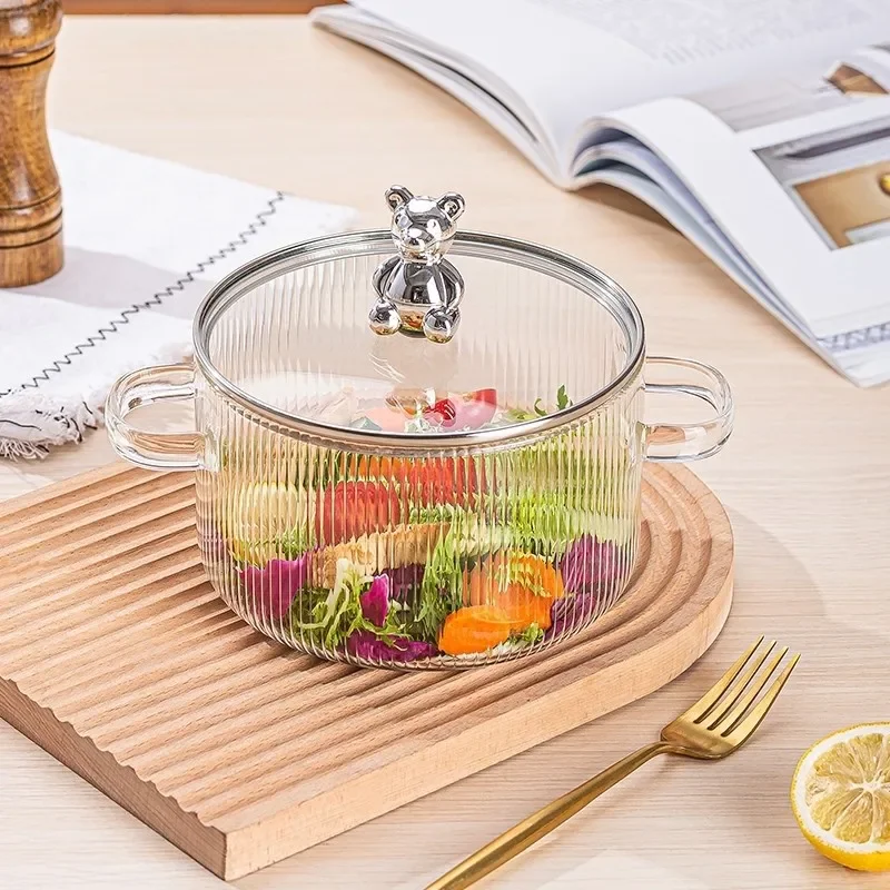 Household Transparent Kitchen Accessories Open Flame Ramen Pot Glass Saucepan Hotpot High Borosilicate Instant Noodle Bowl Stew