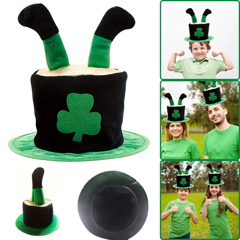 

St Patricks Day Hats Plush Green Velvet Irish Festival Costume Decorations Clover Topper Hat Party Favors Supplies