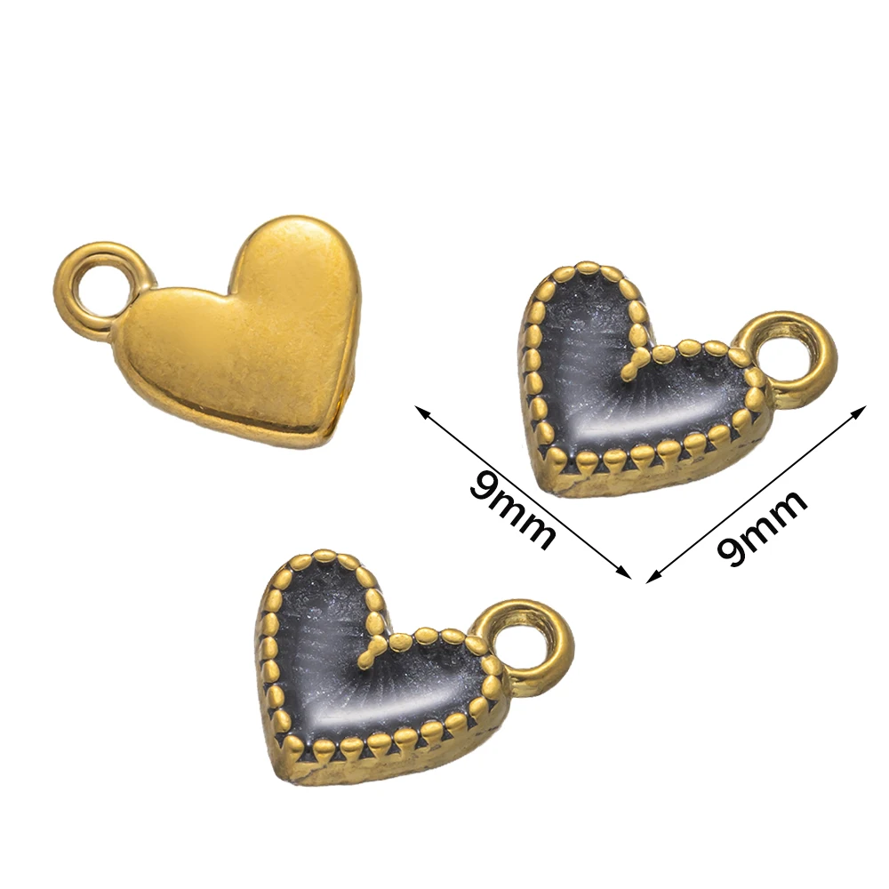 5pcs Mini Stainless Steel Love Heart Enamel Charms Gold Plated Dangle Pendant for DIY Keychain Necklace Earring Jewelry Supplies image 6