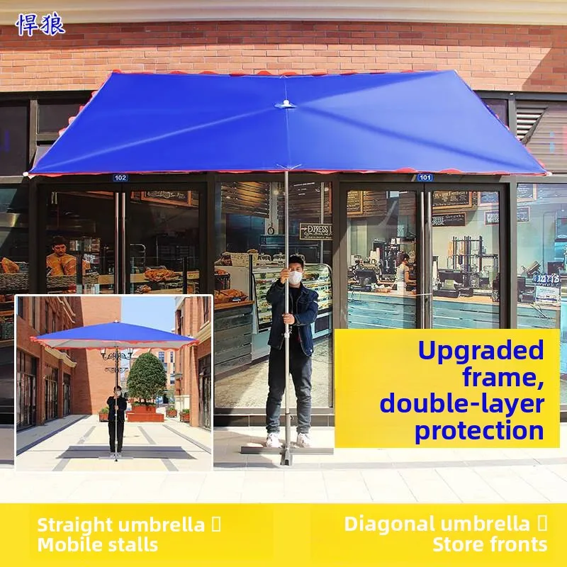 

Large Outdoor Rectangle Sunshade Umbrella Stall Business Rainproof Sun Protection Long Handle Umbrella for Women Stainless St...
