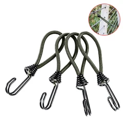 4 Pcs  Outdoor Tent Bungee Elastic Rope Cords with Hook for Camping Canopy Tarp Tent Fixed Binding Belt Hook Cord Fastener