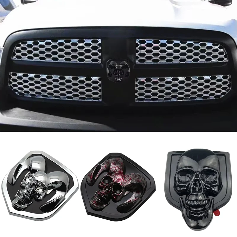 Skull ABS Sticker Car Front Badge Trunk Emblem for Ram 1500 2500 3500 HeavyDuty BigHorn 2010-2018 Pickup Modification