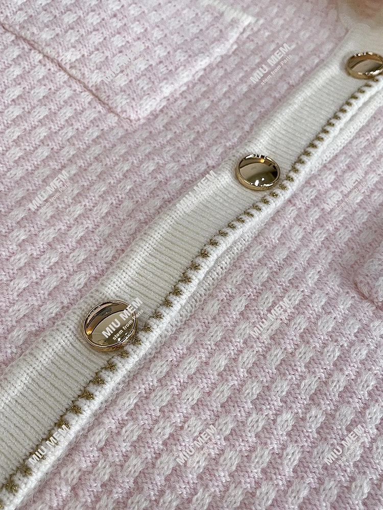 

Miumem Premium Winter Knitted Cardigan Pink Navy Collar Fragile Sle Women's Outerwear Commute Sle Regular Fit Long Sve