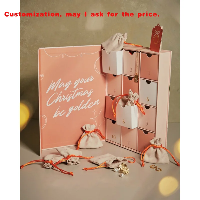 custom.Book Shaped Jewelry Package Paper Box Flip Design Advent Calendar Box Jewelry Keepsakes Earring Calendar 2