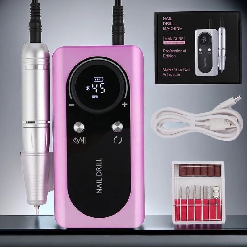 45000RPM Rechargeable Electric Nail Drill Machine With USB Connector Nail Polish Remover Drill Set Manicure Sander Low Noise