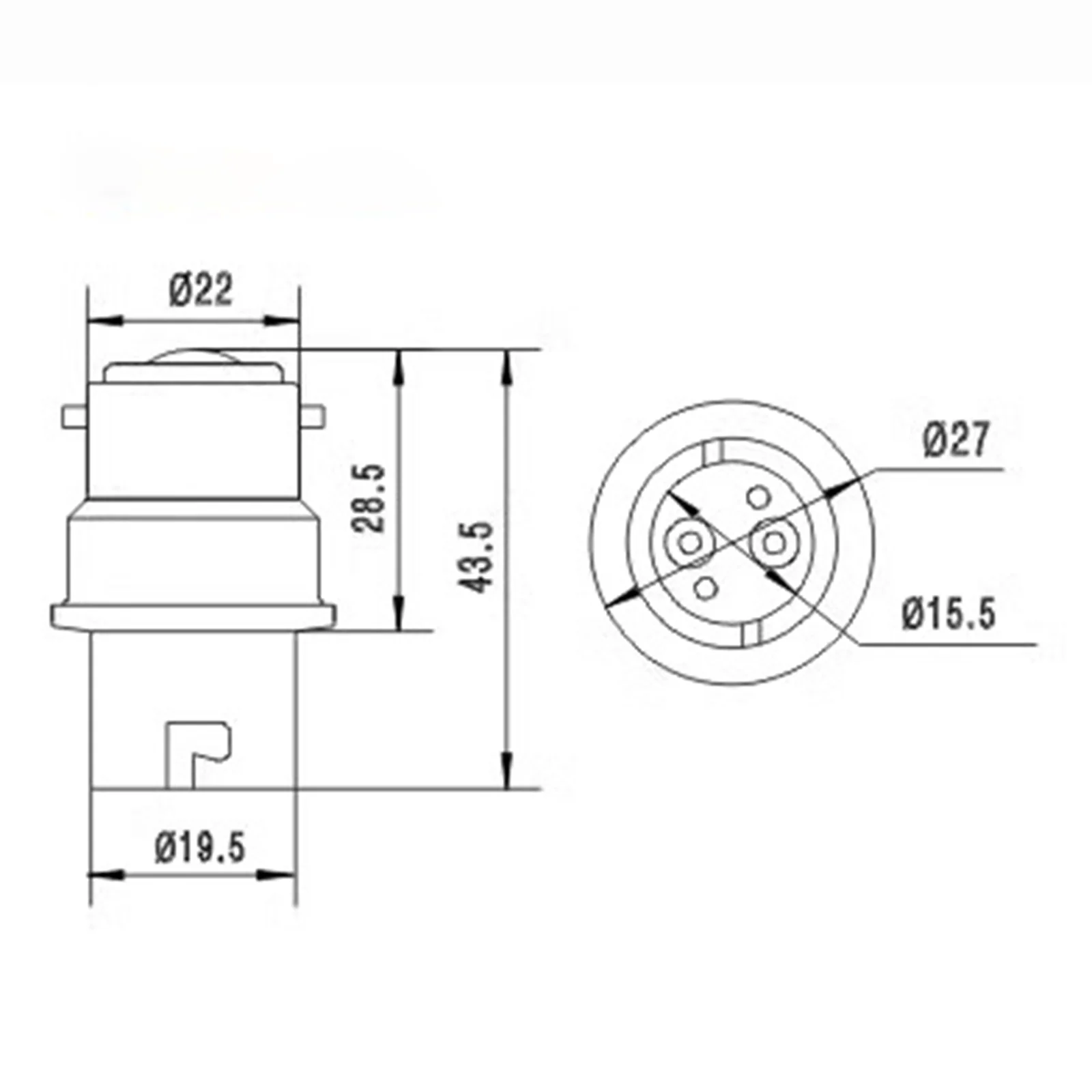 2pcs New B22 to BA15D Bulb Adapter, LED/CFL/Halogen Lamp Socket Converter, Light Holder Reducer