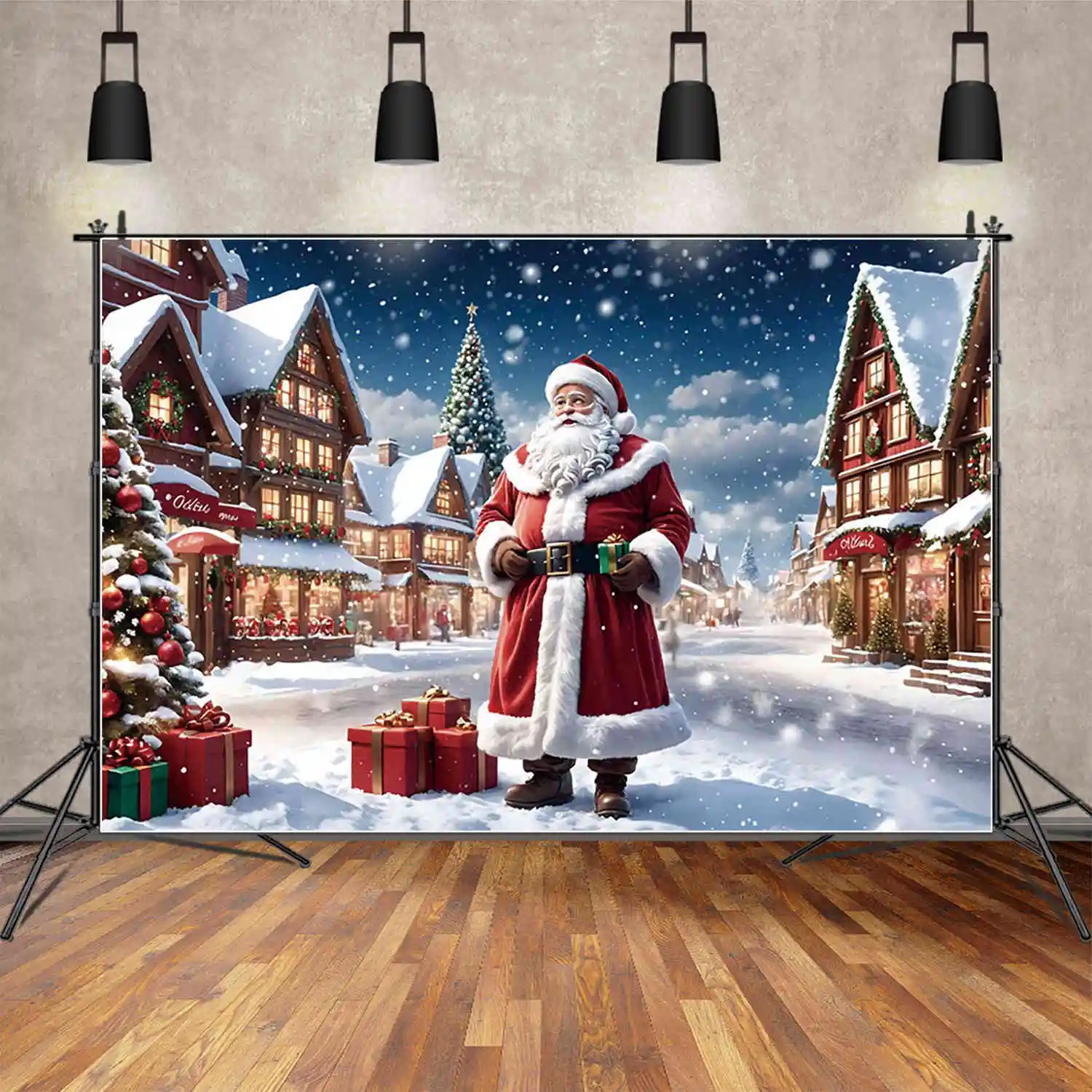 MOON.QG Christmas Fireplace Photography Backdrop Winter Snow Xmas Man Photozone Background Children Studio Photobooth Props