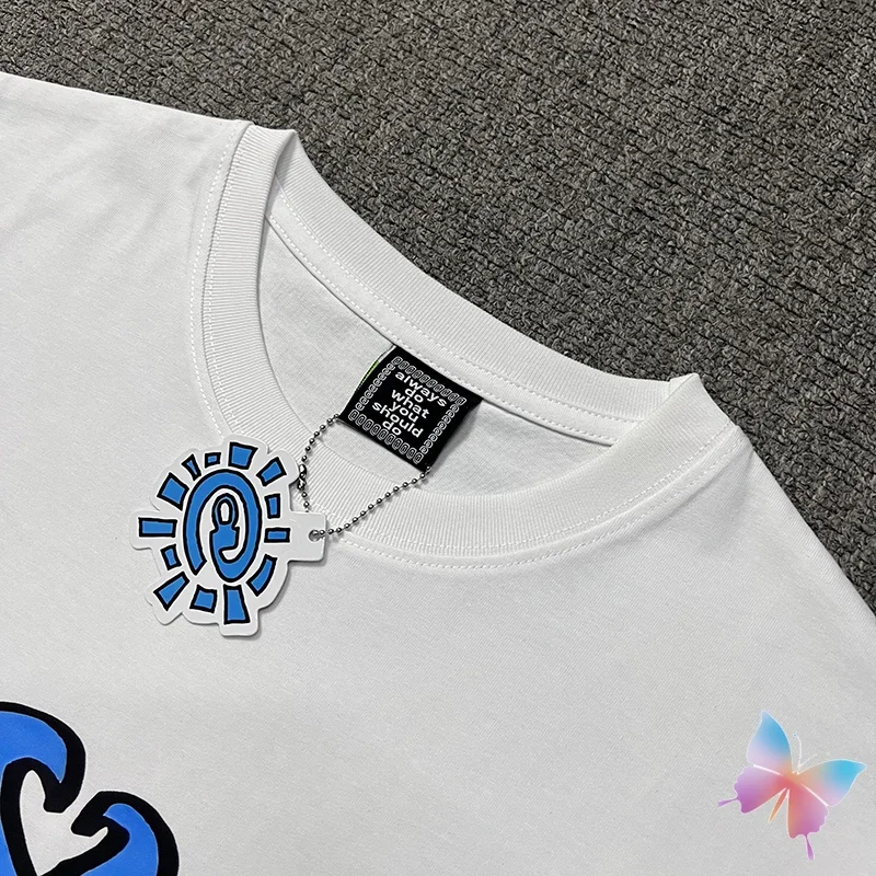 Men Women ADWYSD Tshirts Cotton Short Sleeve High Street Blue Wave Love Letter Logo Top Tees Harajuku Streetwear