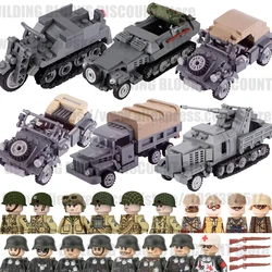 WW2 Military Vehicle US German soldiers Figures Building Blocks Tank Armored Car Truck Gun Accessories Army Bricks Toy Kids Q145