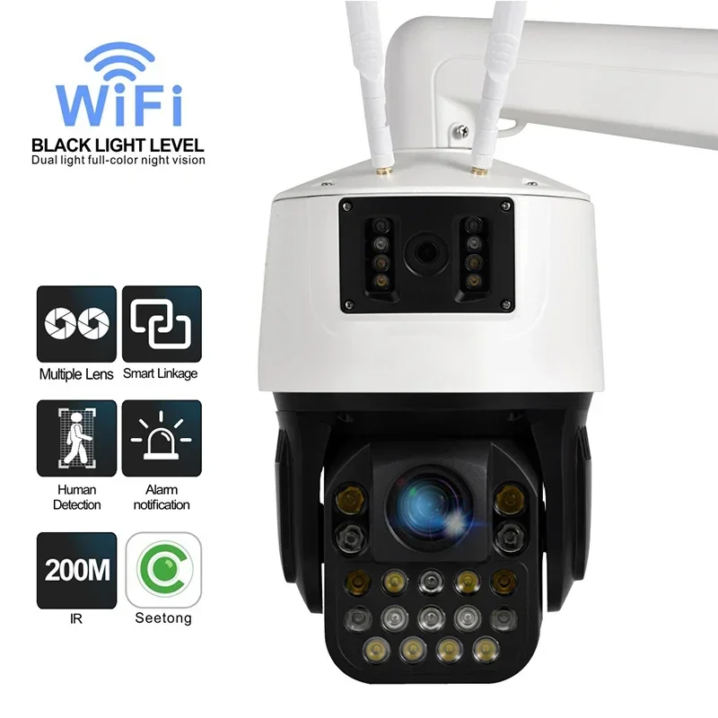 Seetong Wireless 20X Optical Zoom 4MP Dual Lens 360 Degree Rotate WIFI PTZ Camera Auto Tracking Full Color Night Vision