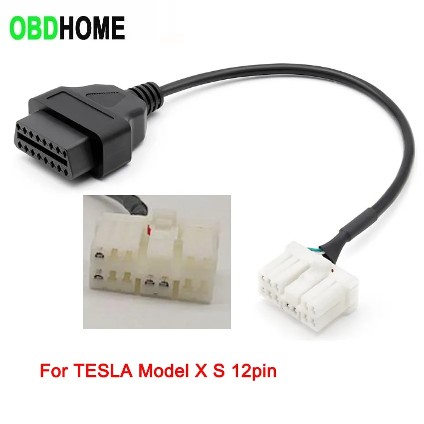 12 Pin Electronic Cable for Tesla 12Pin To OBD2 16pin Connector for Tesla 2012-2015 Year Old Model X S Car Diagnostic Harness