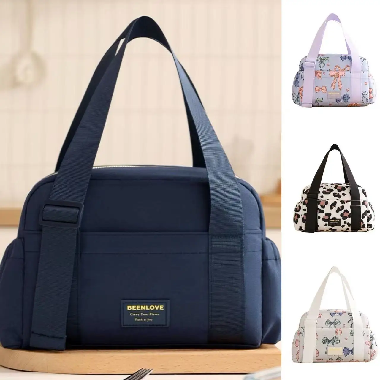 حقيبة غداء حرارية سميكة من رقائق الألومنيوم متينة مقاومة للماء صندوق غداء معزول صندوق طعام أنيق أكياس ثلج على شكل زهرة محمولة