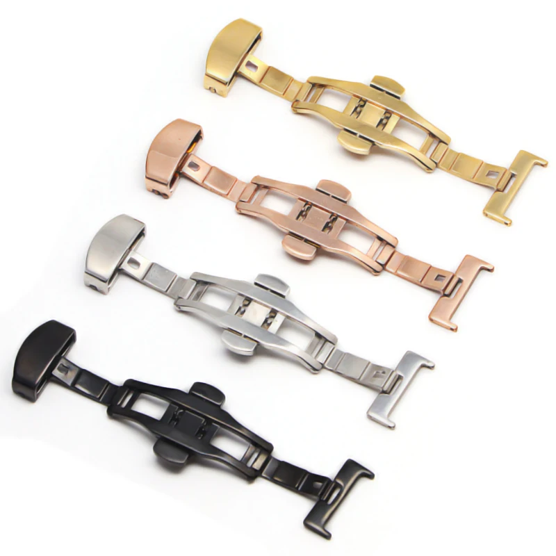 

Butterfly Deployment Buckle Automatic Double Click Stainless Steel Clasp Strap For Watch Band 16mm18mm 20mm 22mm watchband Clasp
