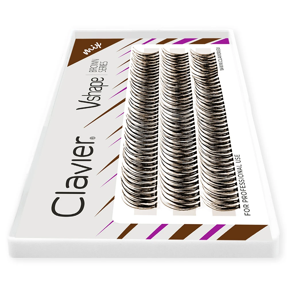 Clavier Clavier Vshape ใหม่มาถึงสีน้ําตาลขนตาส่วนบุคคล DIY Lash 3 แถวขนตาปลอมสําหรับแต่งหน้าร้อนขาย Natural Lash